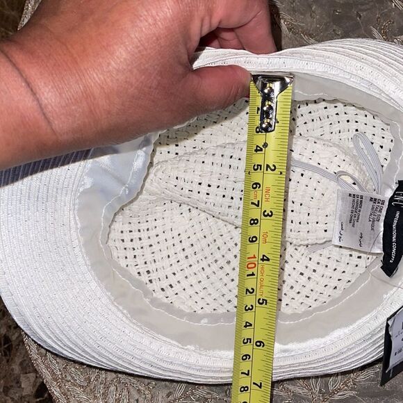 INC International concepts white open braid fedora hat - Picture 9 of 10